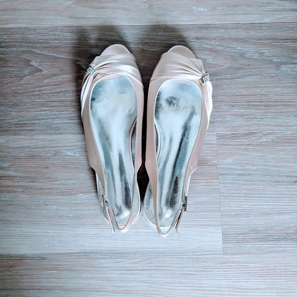 Champagne Peep Toe Slingback Flats - Picture 5 of 12